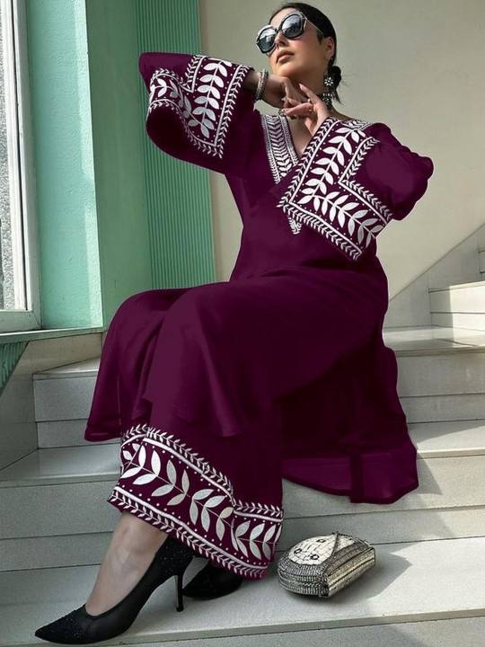 Women Ramadan Special Embroidered Kurta Palazzo Set | Elegant Festive Ethnic Wear for Women