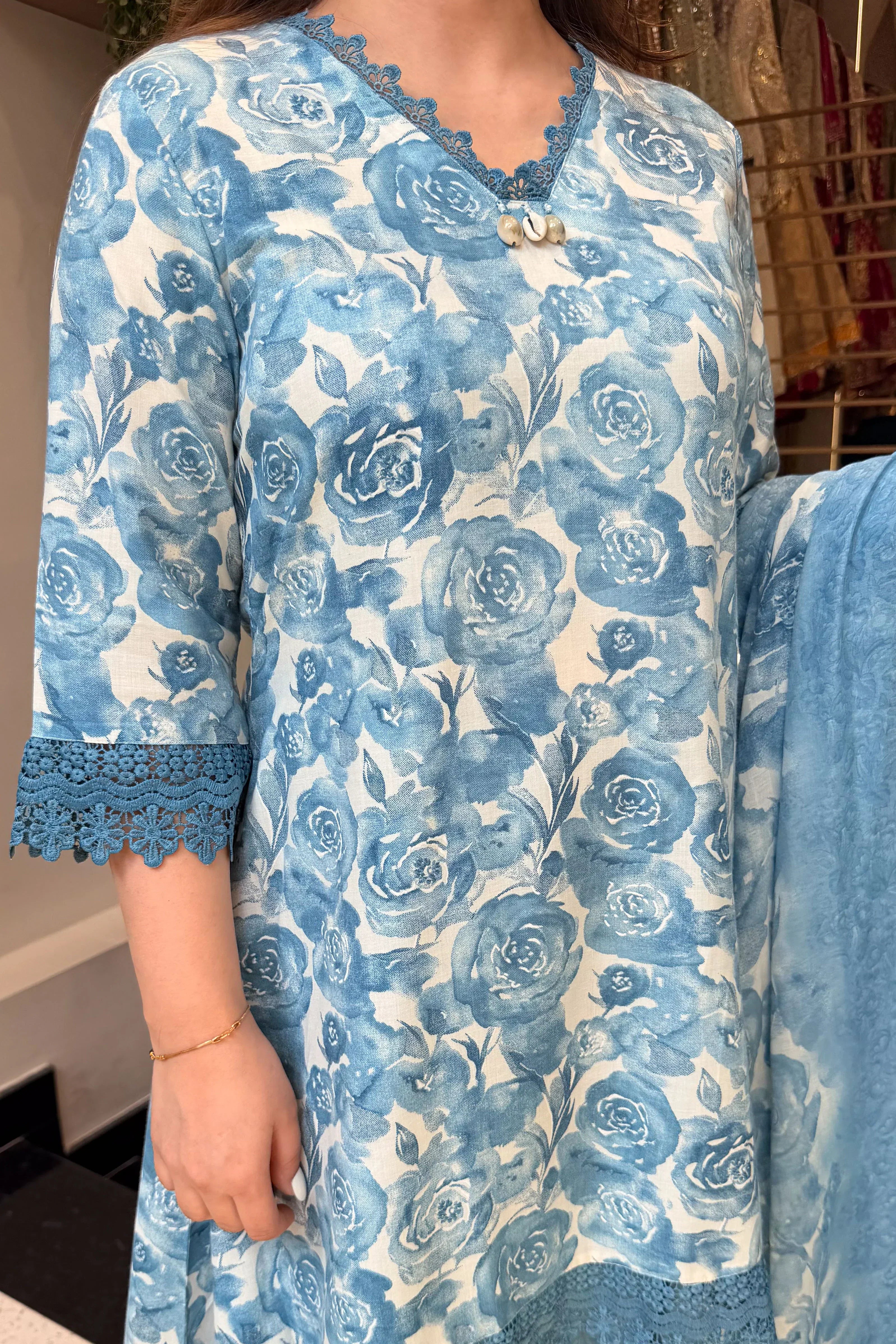 Elegant Floral Printed Kurta Palazzo Set with Dupatta for Stylish Festive & Ethnic Looks.