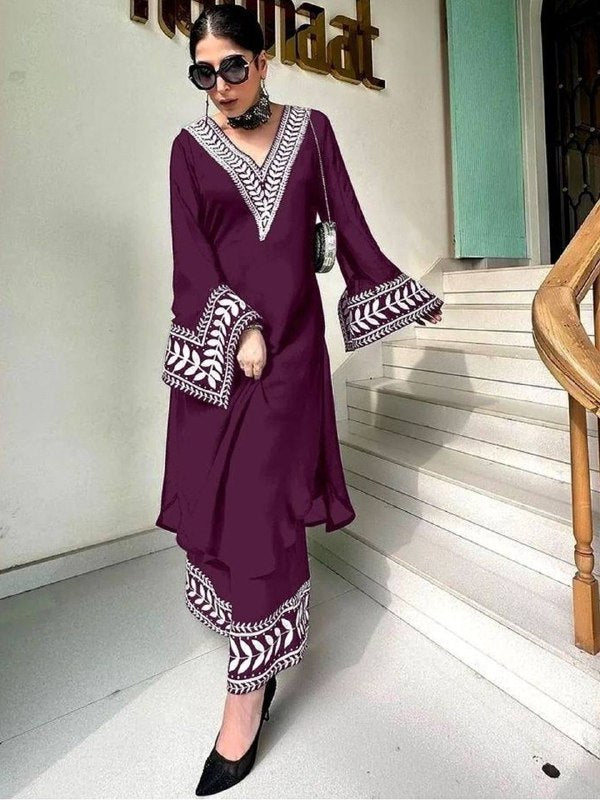 Women Ramadan Special Embroidered Kurta Palazzo Set | Elegant Festive Ethnic Wear for Women
