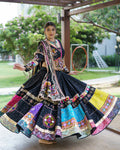Heavy Muslin Cotton Mirror Work Lehenga Choli with Dupatta | Fully Stitched 4 Meter Flare Traditional Ethnic Wear - Vastra