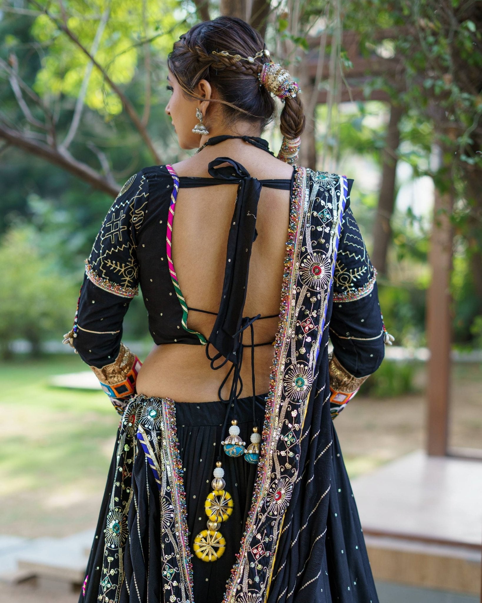Heavy Muslin Cotton Mirror Work Lehenga Choli with Dupatta | Fully Stitched 4 Meter Flare Traditional Ethnic Wear - Vastra