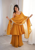 Mustard Yellow Embellished Salwar Suit Set with Dupatta | Elegant Ethnic Wear for Women - Vastra