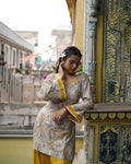 Mustard Yellow Farshi Salwar Suit for Women | Digital Printed Crepe Top with Dupatta - Vastra