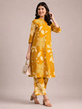 Ruhi Mustard Yellow Floral Printed Kurta Pant Set | Stylish Ethnic Wear - Vastra