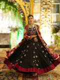 Women’s Traditional Gujarati Mirror Work Lehenga Choli Set | Maroon & Black Ethnic Dress | Embroidered Navratri Garba Outfit - Vastra